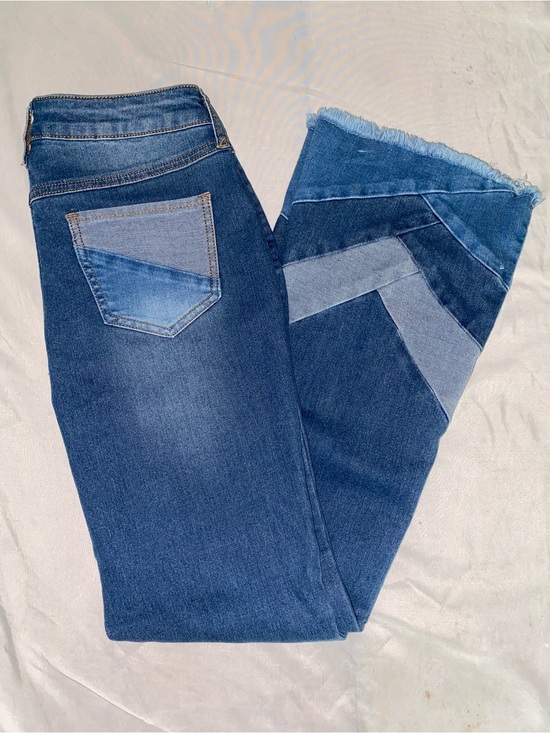 C Est. 1946 Denim - EST. 1946 Denim High Rise Flare Jeans Patchwork Chevron Hem Size 4 Y2K Aesthetic